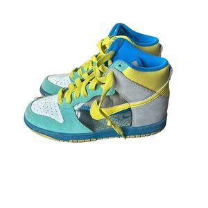Nike Blue and Yellow High-Top Sneakers